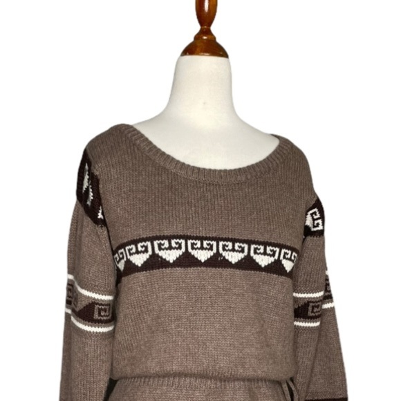 Alice + Olivia Retro Brown Fringe Sweater Dress Medium - Picture 5 of 15